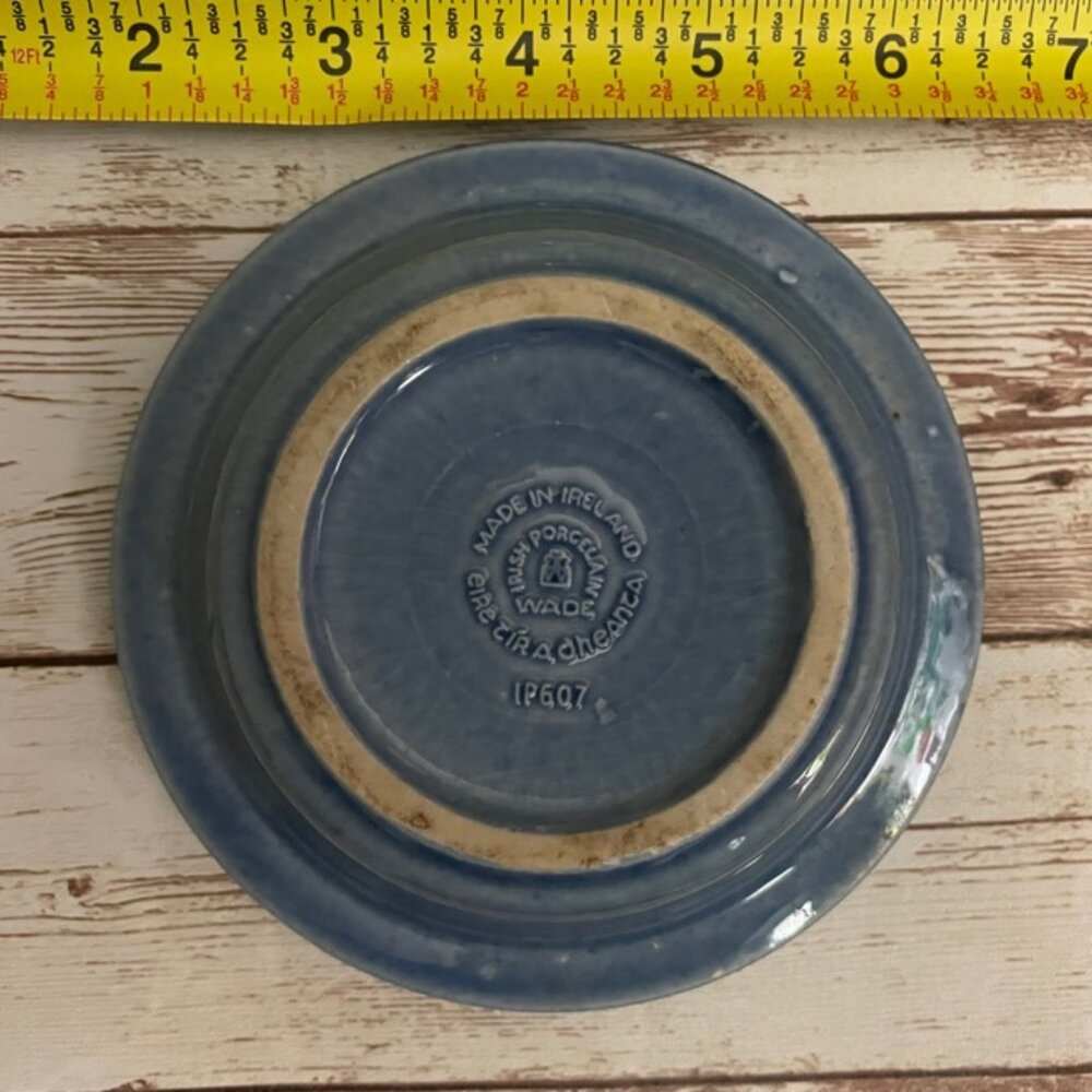 Vintage Wade Irish Porcelain Trinket Tray 4.5” Round Green Scenic Design Ireland - Picture 3 of 5